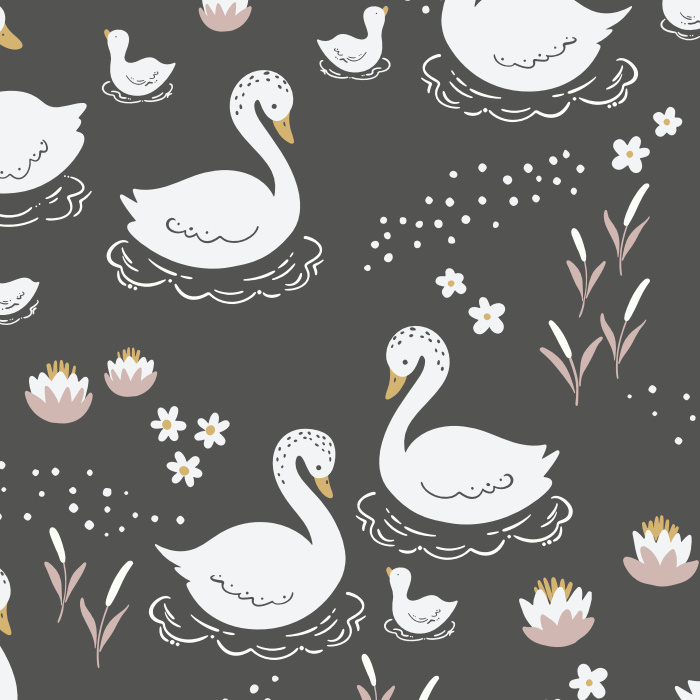 Create an enchanting space with our Swans on the Lake Peel and Stick Removable Wallpaper.