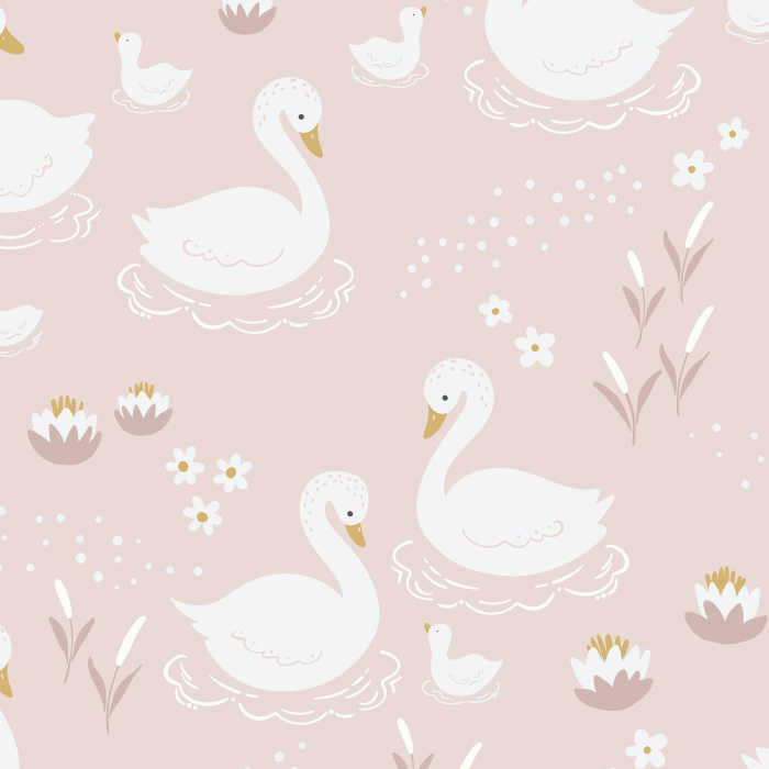 Create an enchanting space with our Swans on the Lake Peel and Stick Removable Wallpaper.