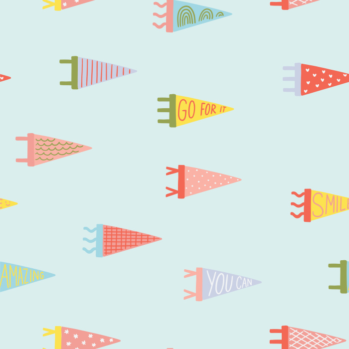 Create a truly cheerful space with our Petite Pennants Peel and Stick Removable Wallpaper.