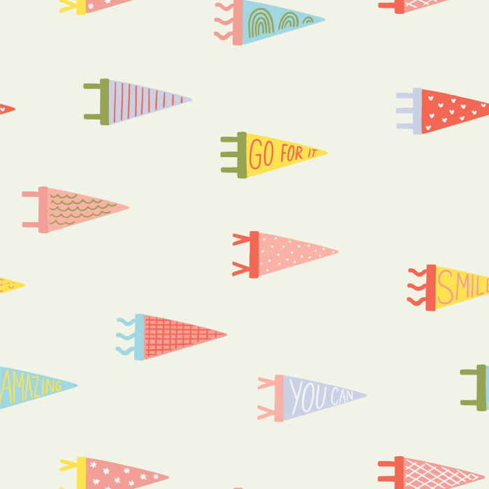 Create a truly cheerful space with our Petite Pennants Peel and Stick Removable Wallpaper. 