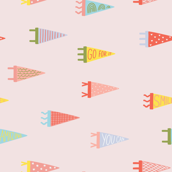Create a truly cheerful space with our Petite Pennants Peel and Stick Removable Wallpaper.