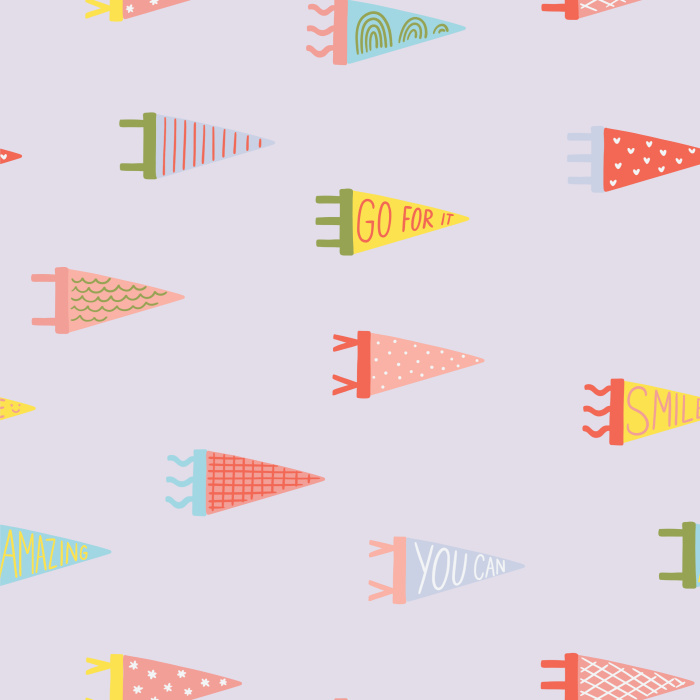 Create a truly cheerful space with our Petite Pennants Peel and Stick Removable Wallpaper. 