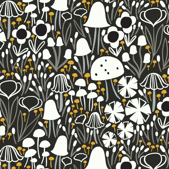 Create a whimsical dreamscape with our Mushroom Garden Peel and Stick Removable Wallpaper. 