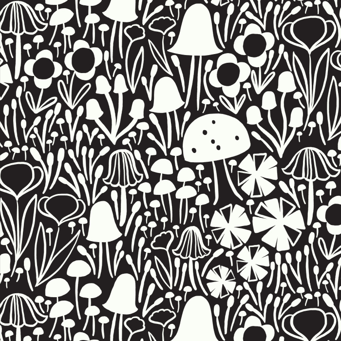 Create a whimsical dreamscape with our Mushroom Garden Peel and Stick Removable Wallpaper.