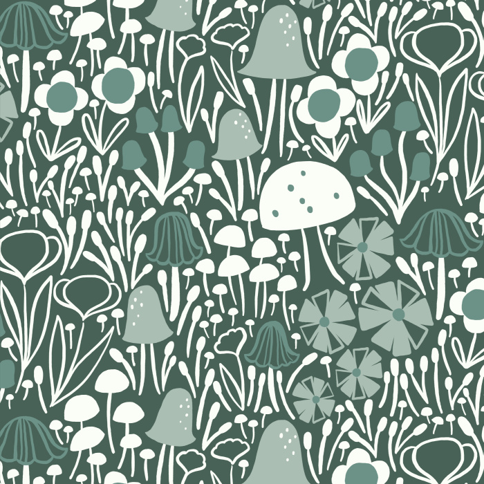 Create a whimsical dreamscape with our Mushroom Garden Peel and Stick Removable Wallpaper. 