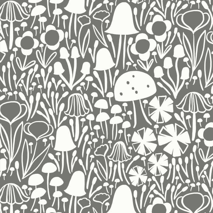 Create a whimsical dreamscape with our Mushroom Garden Peel and Stick Removable Wallpaper. 