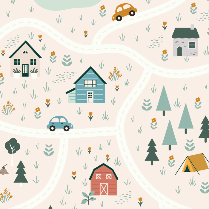 Create the perfect space for your little one to grow and thrive with our Car Ride Peel and Stick Removable Wallpaper.
