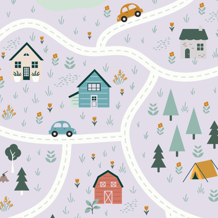 Create the perfect space for your little one to grow and thrive with our Car Ride Peel and Stick Removable Wallpaper.