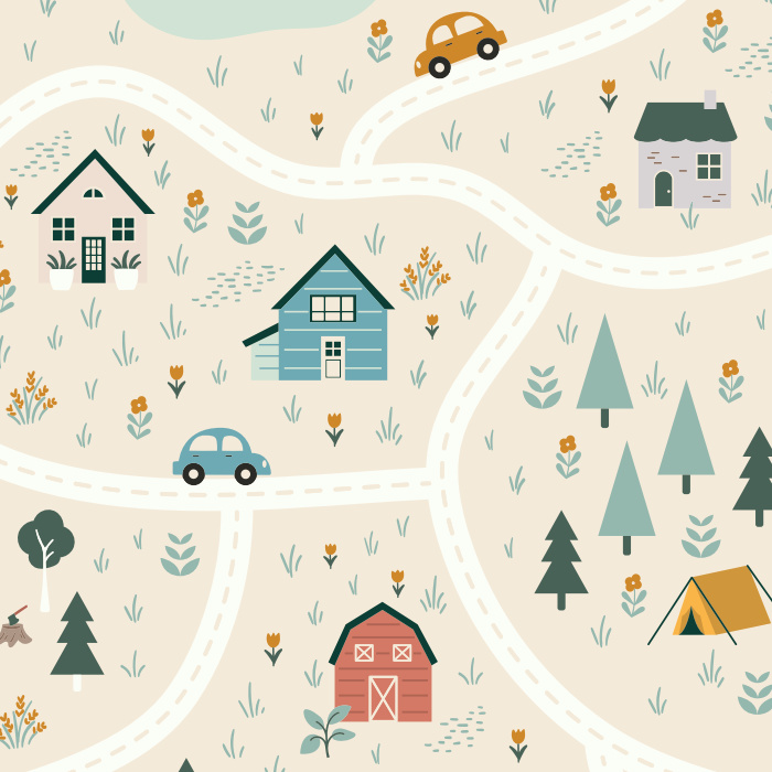 Create the perfect space for your little one to grow and thrive with our Car Ride Peel and Stick Removable Wallpaper.