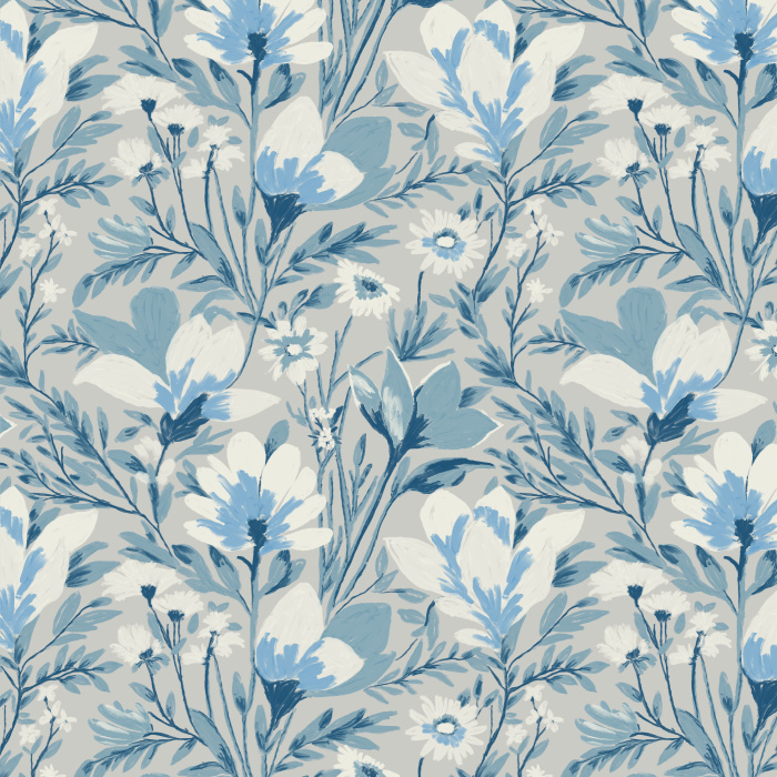 Bring new life to your interior with our Cobalt Bloom Peel and Stick Removable Wallpaper.