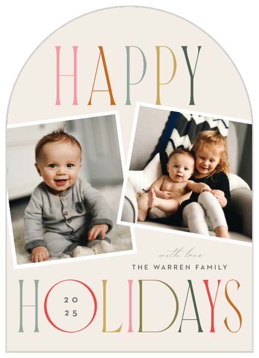 The best things come in pairs, just like your photos on our Happy Duo Arched Holiday Cards.