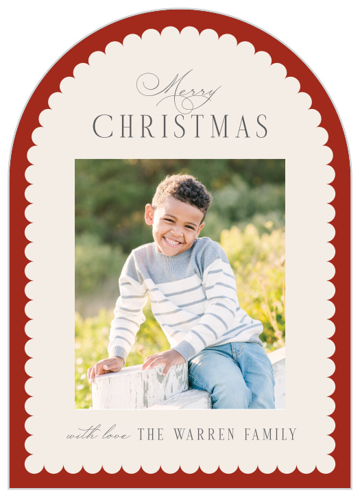 Send out a perfectly heartfelt momento with our Sweet Scallop Arched Christmas Cards.