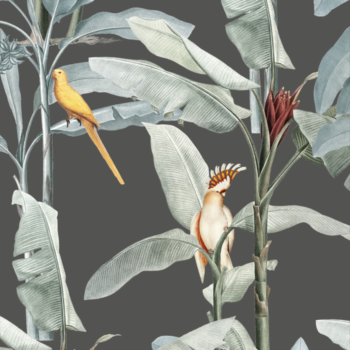 Add a tropical beach vibe to any wall in your home with our Palm & Parrots Peel And Stick Removable Wallpaper.