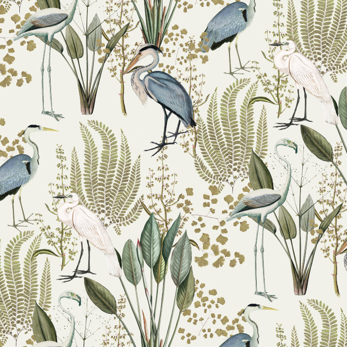 Create a beautiful getaway in your own home with our Herons in the Lake Peel and Stick Removable Wallpaper.