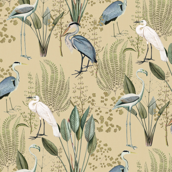 Create a beautiful getaway in your own home with our Herons in the Lake Peel and Stick Removable Wallpaper.