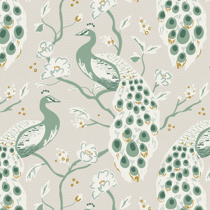 Enhance any wall in your home with the classic motif of our Peacock Chinoiserie Peel And Stick Removable Wallpaper.