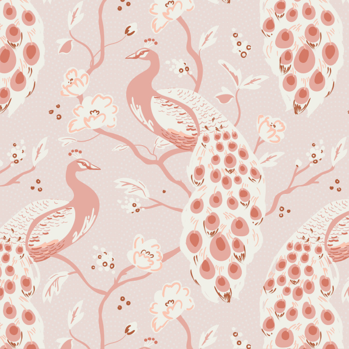 Enhance any wall in your home with the classic motif of our Peacock Chinoiserie Peel And Stick Removable Wallpaper.