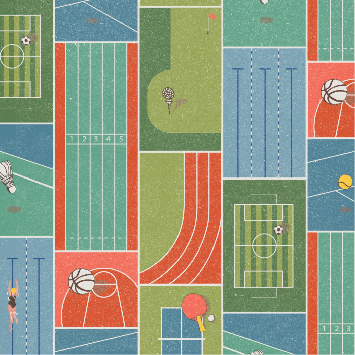 Add a sporty touch to your space with our Retro Playing Fields Peel And Stick Removable Wallpaper.