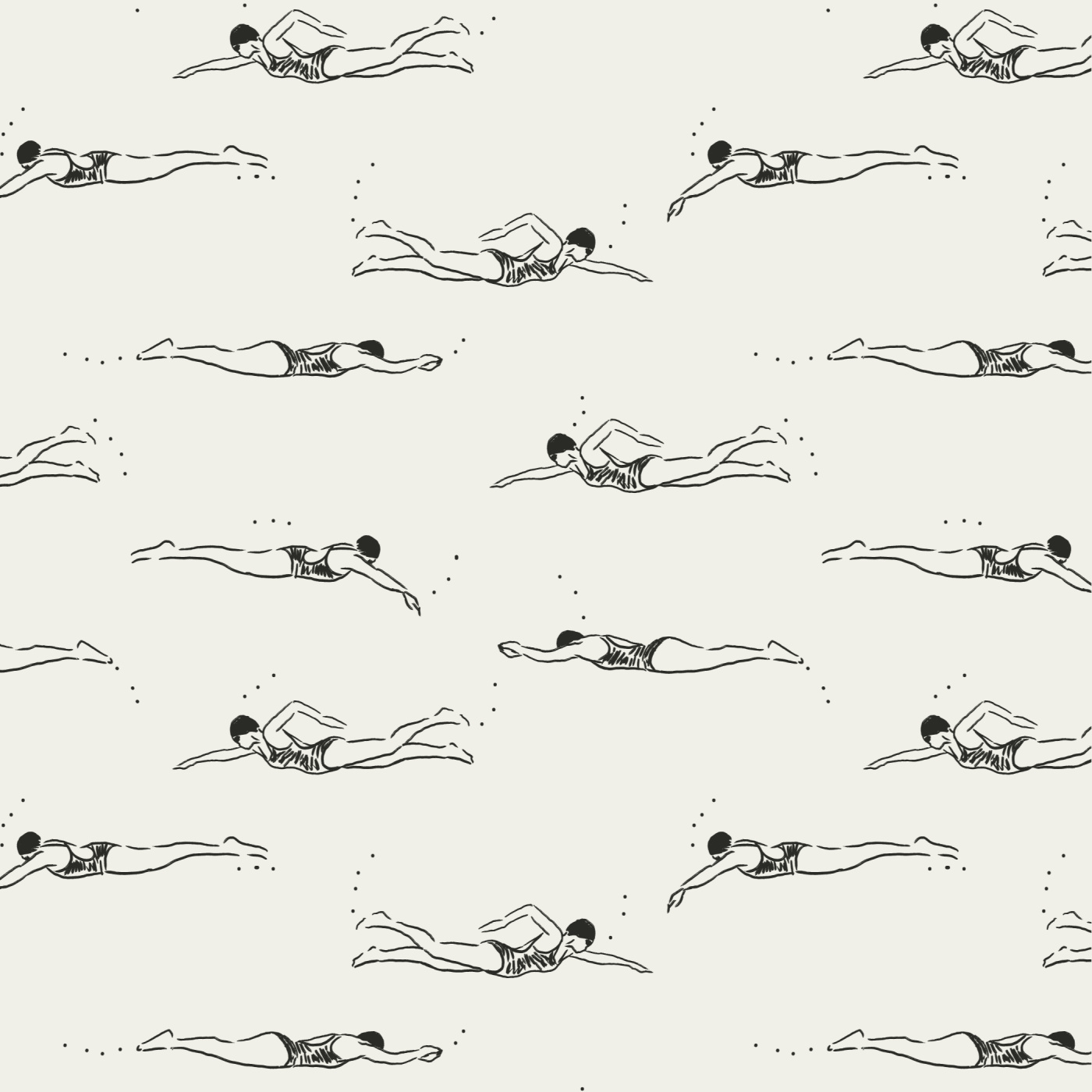 Sketched Swimmers Wallpaper