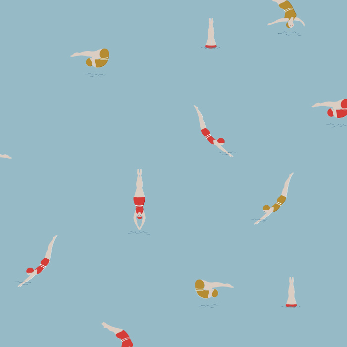 Add a splash of retro charm to your space with our Darling Divers Peel And Stick Removable Wallpaper.