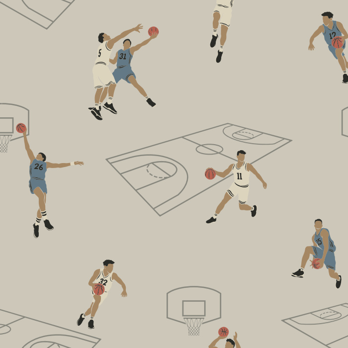 Score big in your mancave with our On The Court Peel And Stick Removeable Wallpaper.