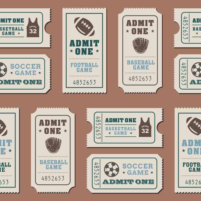 Bring the excitement of the playoffs to your walls with our Sports Tickets Peel And Stick Removable Wallpaper.