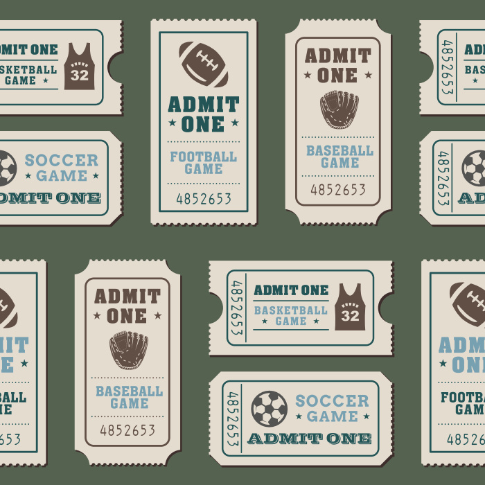 Bring the excitement of the playoffs to your walls with our Sports Tickets Peel And Stick Removable Wallpaper.