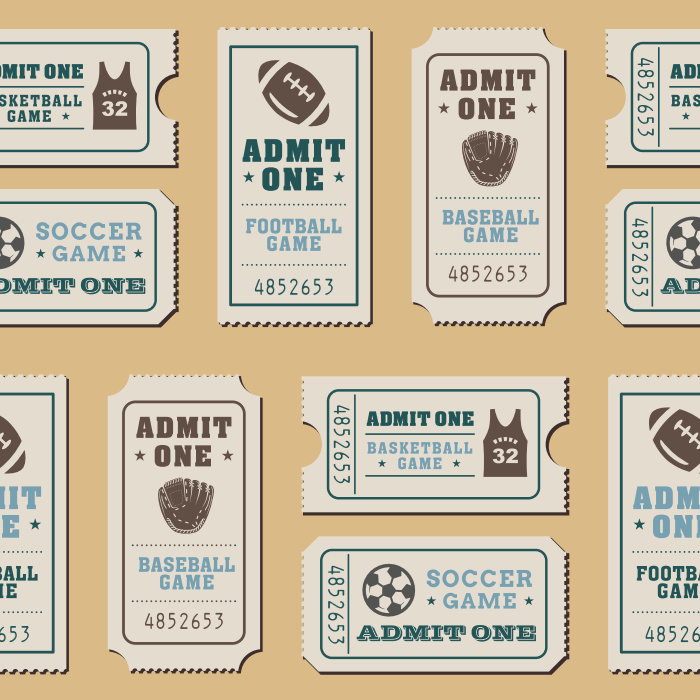 Bring the excitement of the playoffs to your walls with our Sports Tickets Peel And Stick Removable Wallpaper.