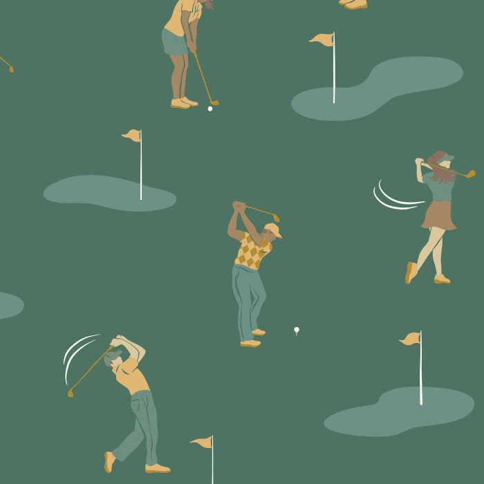 Add a fun, sporty vibe to any wall in your home with our Tee Time Peel And Stick Removable Wallpaper.