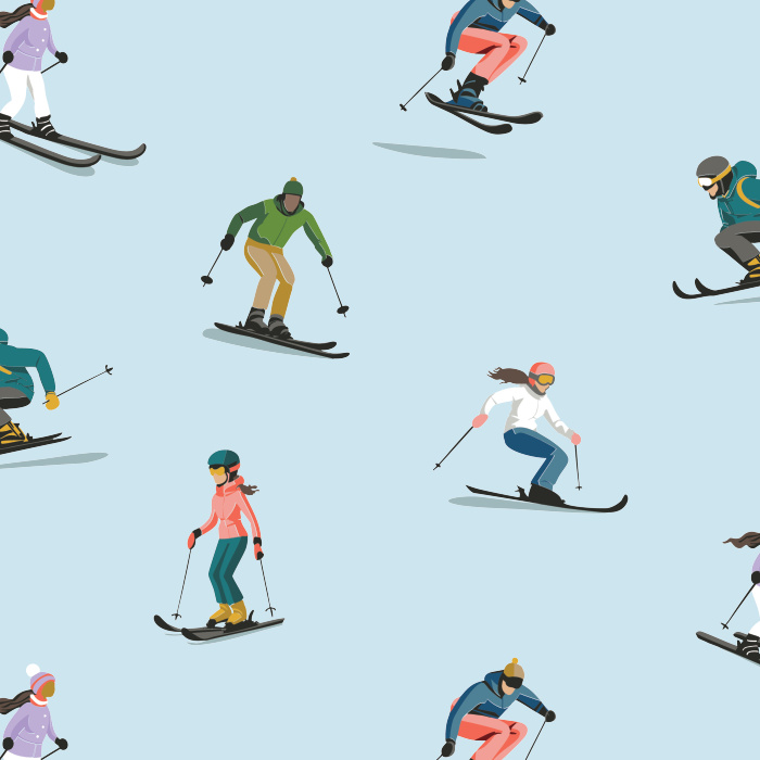Bring the slopes home with our Mountain Skiers Peel and Stick Removable Wallpaper.