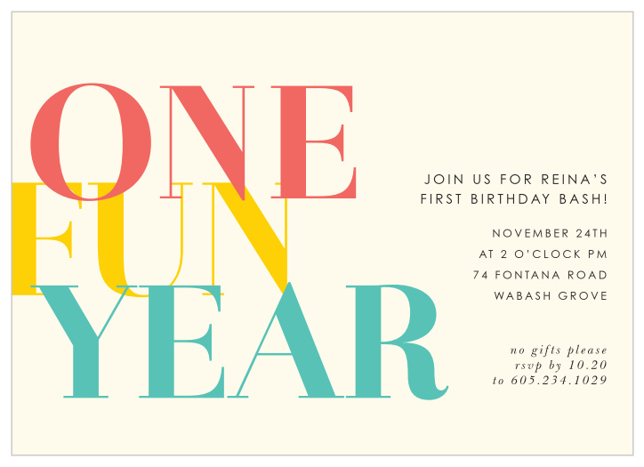 Announce your little one's big day with the One Fun Year First Birthday Invitations.