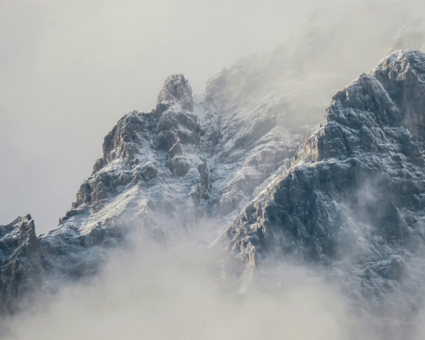 Create a majestic, modern feeling with our Misty Summit Photo Peel and Stick Mural.