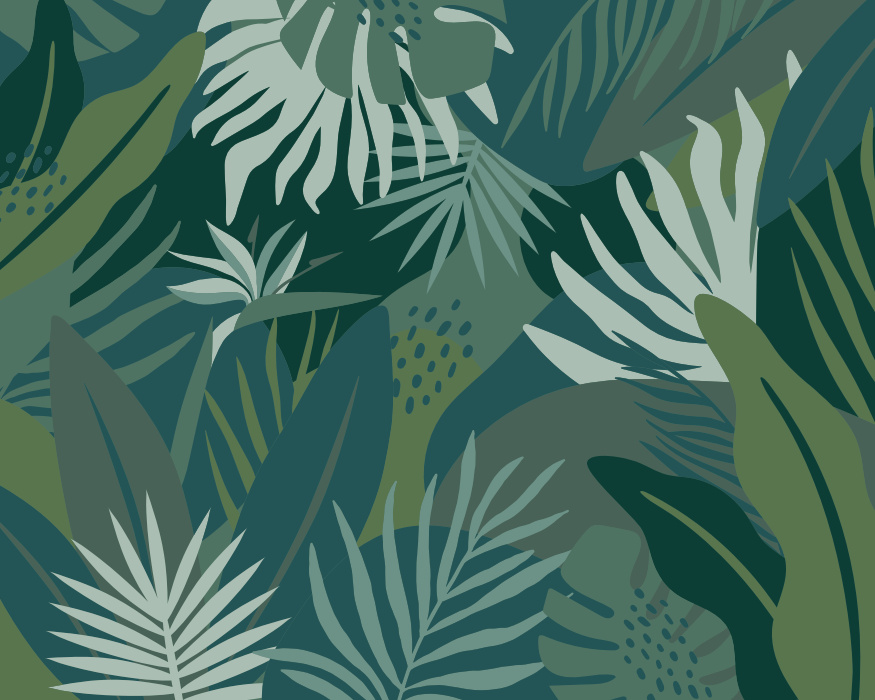 Add a bold and bright touch of an oasis to any wall in your home with our Tropical Plants Photo Mural.