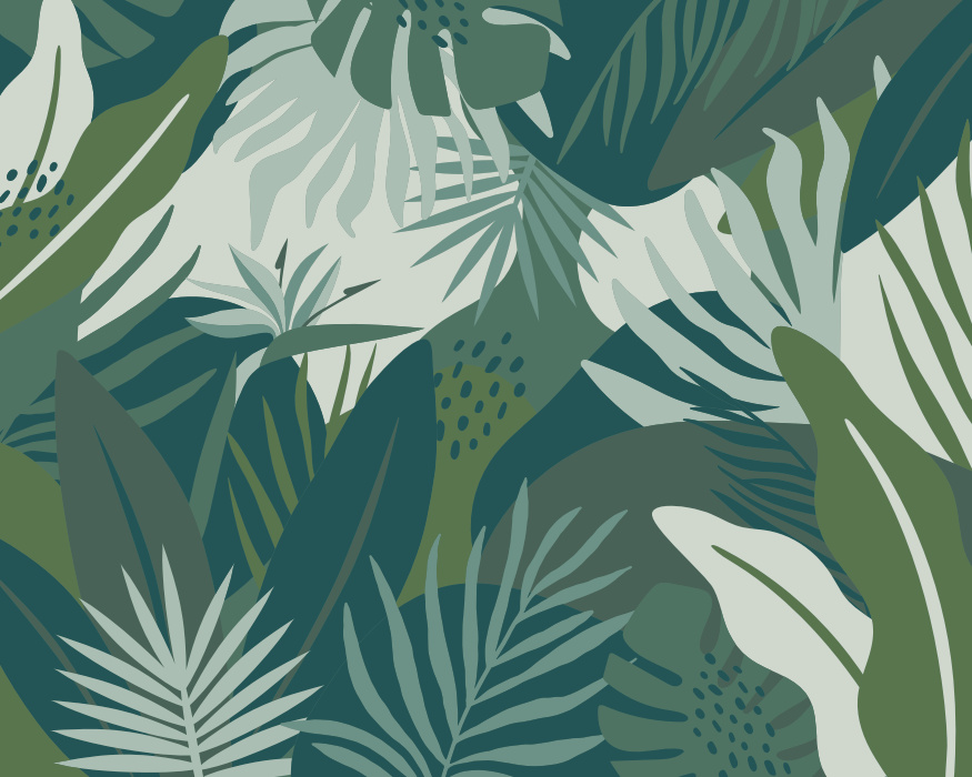 Add a bold and bright touch of an oasis to any wall in your home with our Tropical Plants Photo Mural.