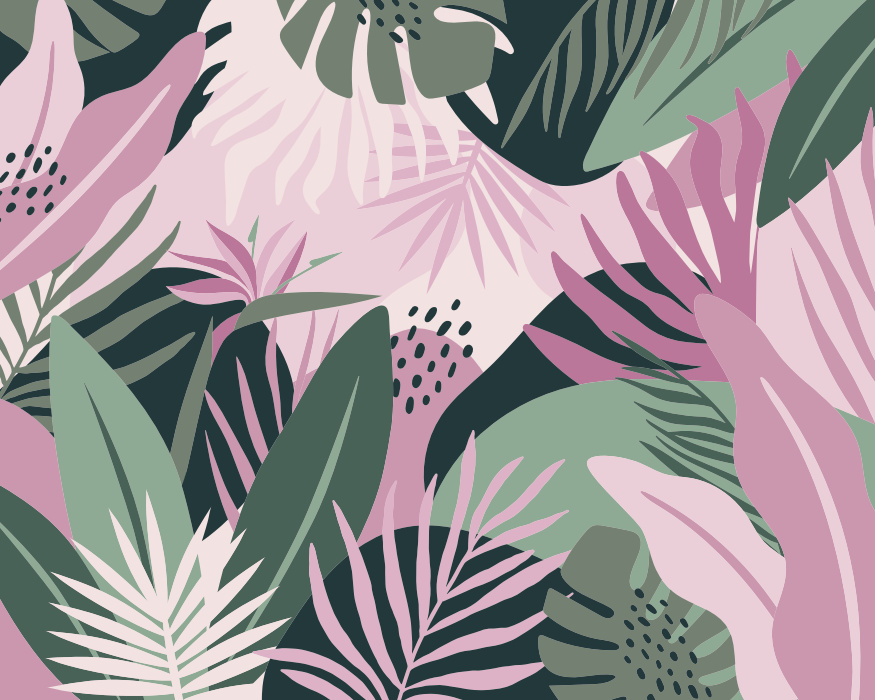 Add a bold and bright touch of an oasis to any wall in your home with our Tropical Plants Photo Mural.