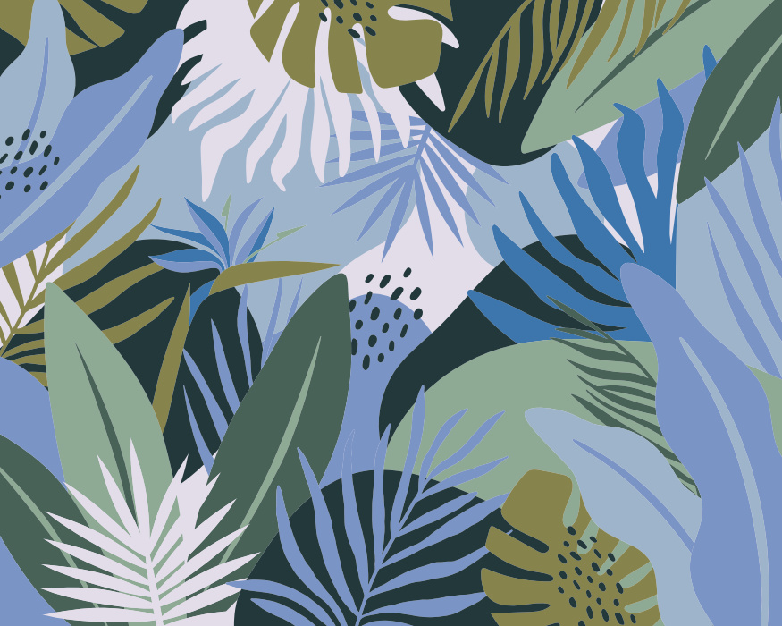 Add a bold and bright touch of an oasis to any wall in your home with our Tropical Plants Photo Mural.