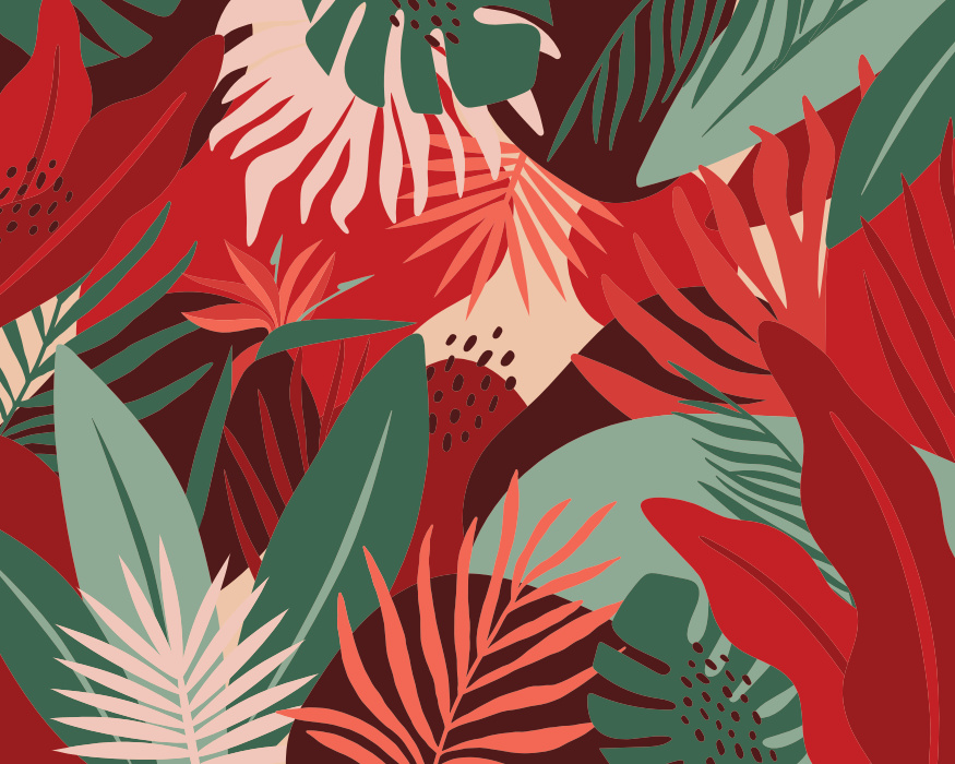 Add a bold and bright touch of an oasis to any wall in your home with our Tropical Plants Photo Mural.