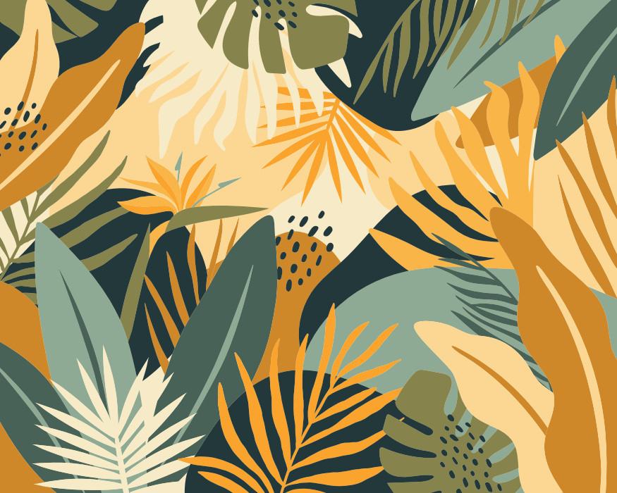 Add a bold and bright touch of an oasis to any wall in your home with our Tropical Plants Photo Mural.