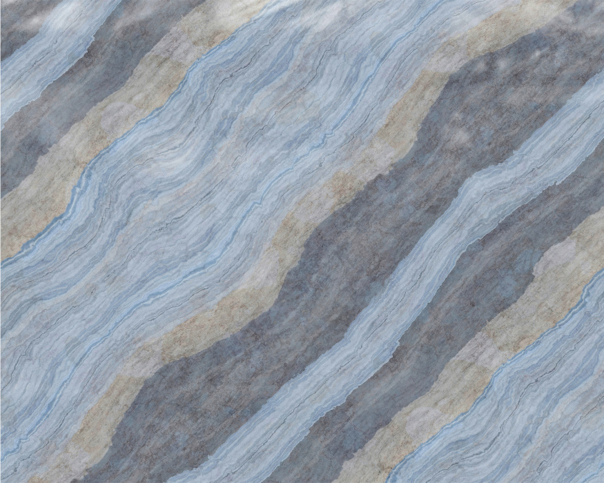 Elevate your space with the Cool Stone Photo Mural, featuring a mesmerizing blend of flowing stone textures in soothing shades of blue, gray, and beige.