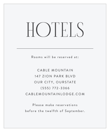 Guide your out-of-town guests to the perfect place to stay with these Minimal Typography Accommodation Cards. 