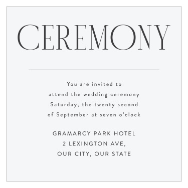 Bring family and friends together for your special day with our Minimal Typography Ceremony Cards.