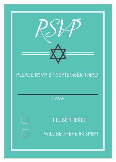 Obtain your guests attendance by sending out this RSVP card. Customize the colors and fonts to match you Bat Mitzvah theme exactly!