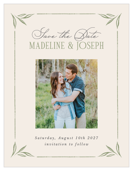 Get family and friends ready to mark their calendars for your special day when you send out our Charming Foliage Wedding Arch Save the Date Magnets.