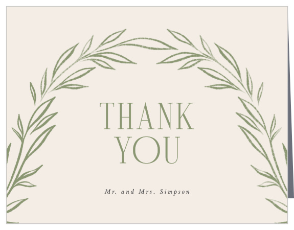 Let family and friends know how much you appreciated their presence on your special day with our Charming Foliage Wedding Arch Thank You Cards.