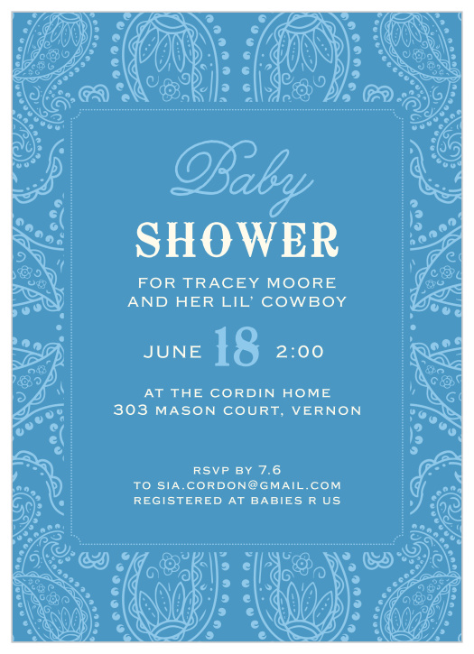 Your bundle of joy is on the way, bring your close friends and family together to celebrate with our Floral Bandana Baby Shower Invitations.