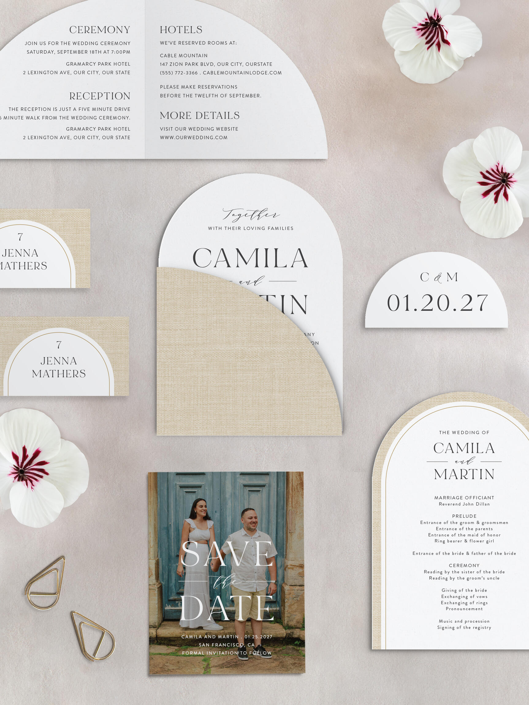 Surround yourself with family and friends on your special day with our Timeless Elegance Wedding Arch Invitations.
