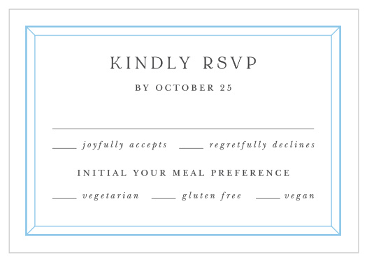 Get a headcount of each friend and family member who plans to attend your wedding with our Soft Bevel Response Cards.