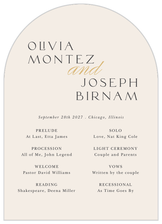 Walk family and friends through every step of your ceremony with our Modern Align Wedding Arch Programs.