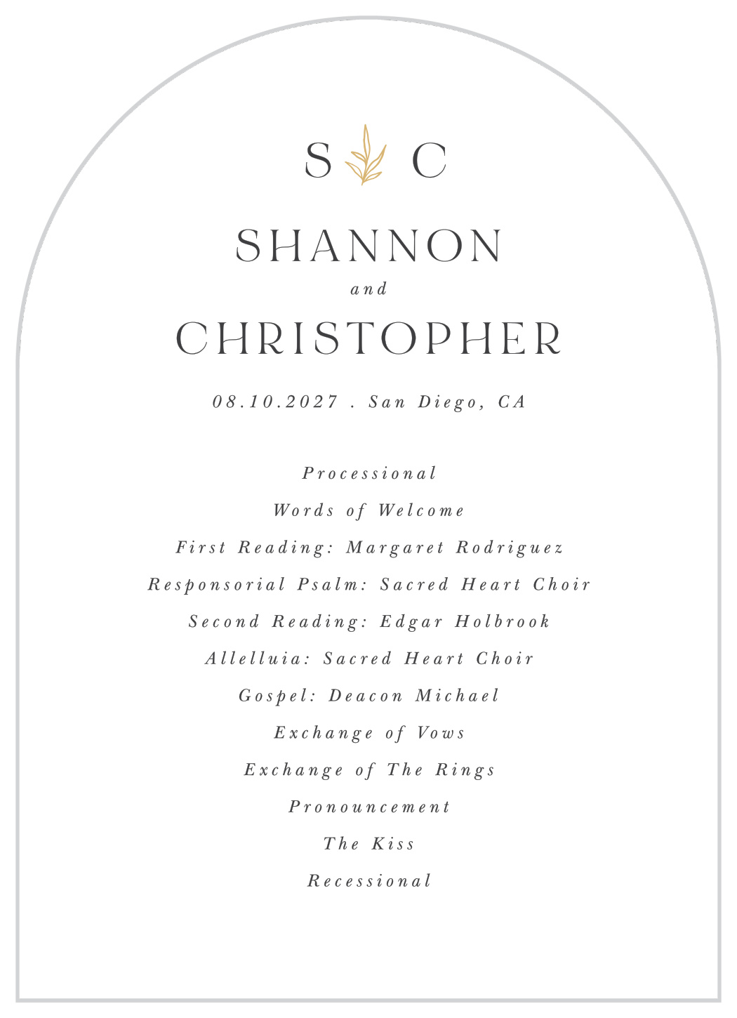 Sweet Initials Wedding Arch Programs