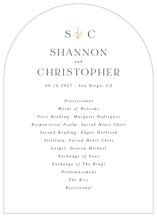 Create the perfect ceremony with our Sweet Initials Wedding Arch Programs.